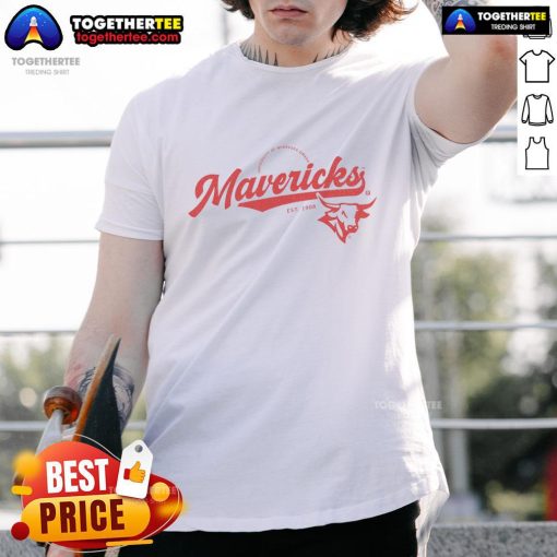 Alt Text: Premium Mavericks Script Logo T-Shirt featuring stylish design and vibrant colors, perfect for casual wear.