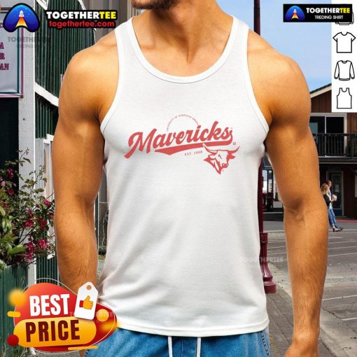 Premium Mavericks Script Logo Tank Top featuring a stylish design perfect for summer casual wear.