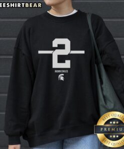Premium Michigan State Spartans Football Aidan Chiles 2-Stripe Sweatshirt featuring team colors and logo.