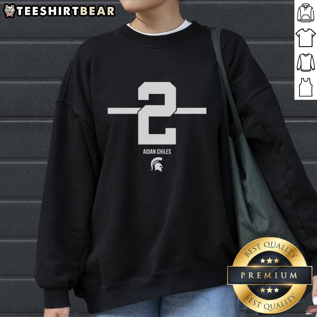Premium Michigan State Spartans Football Aidan Chiles #2 Stripe Sweatshirt Premium Michigan State Spartans Football Aidan Chiles 2-Stripe Sweatshirt featuring team colors and logo.