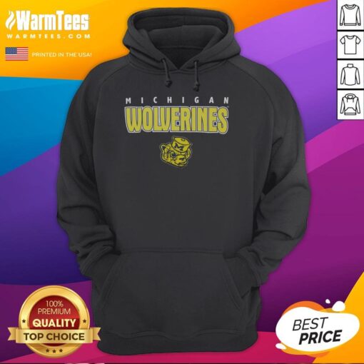 Premium Michigan Wolverines Throwback Hoodie in navy with vintage logo, perfect for fans and stylish sportswear.