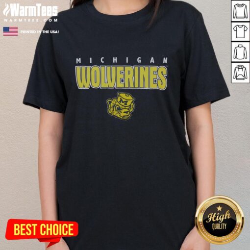 Premium Michigan Wolverines Throwback Ladies Tee featuring vintage design and team colors for passionate fans.