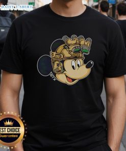 Alt Text: Premium Mickey Mouse Military Helmet Night Vision Goggles T-Shirt featuring a fun graphic design for Disney fans.