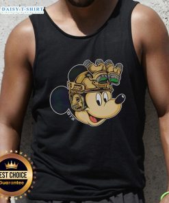 Alt Text: Premium Mickey Mouse military helmet with night vision goggles featured on a stylish tank top design.