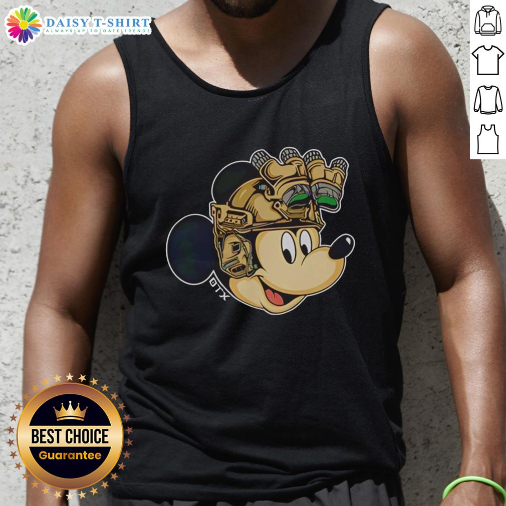 Premium Mickey Mouse Military Helmet Night Vision Goggles Tank Top Alt Text: Premium Mickey Mouse military helmet with night vision goggles featured on a stylish tank top design.