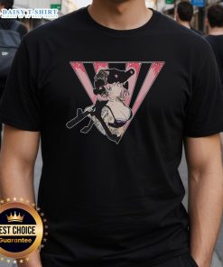 Alt Text: Premium Military Anime Girl wearing tactical gear and holding weapons, showcasing a striking tattoo on a T-shirt design.