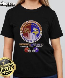 Premium Minnesota Golden Gophers and Vikings ladies tee for football fans, perfect for Saturdays and Sundays.