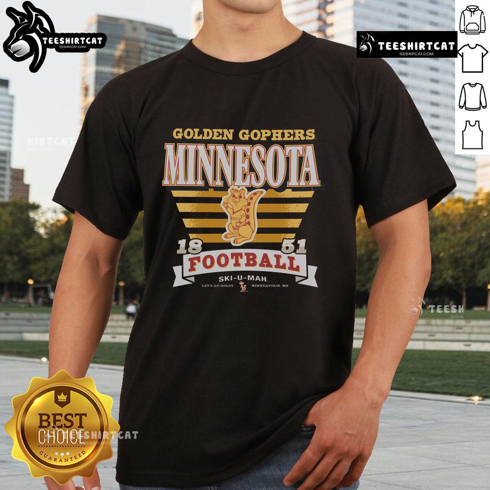 Premium Minnesota Golden Gophers Vintage Stripe Splash T Shirt Alt Text: Premium Minnesota Golden Gophers Vintage Stripe Splash T-Shirt featuring bold stripes and a classic logo design.