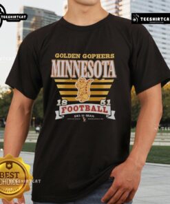 Alt Text: Premium Minnesota Golden Gophers Vintage Stripe Splash T-Shirt featuring bold stripes and a classic logo design.