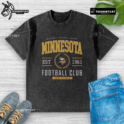 Alt Text: Premium Minnesota Vikings Football Club washed t-shirt in purple, showcasing team logo and comfortable fit for fans.