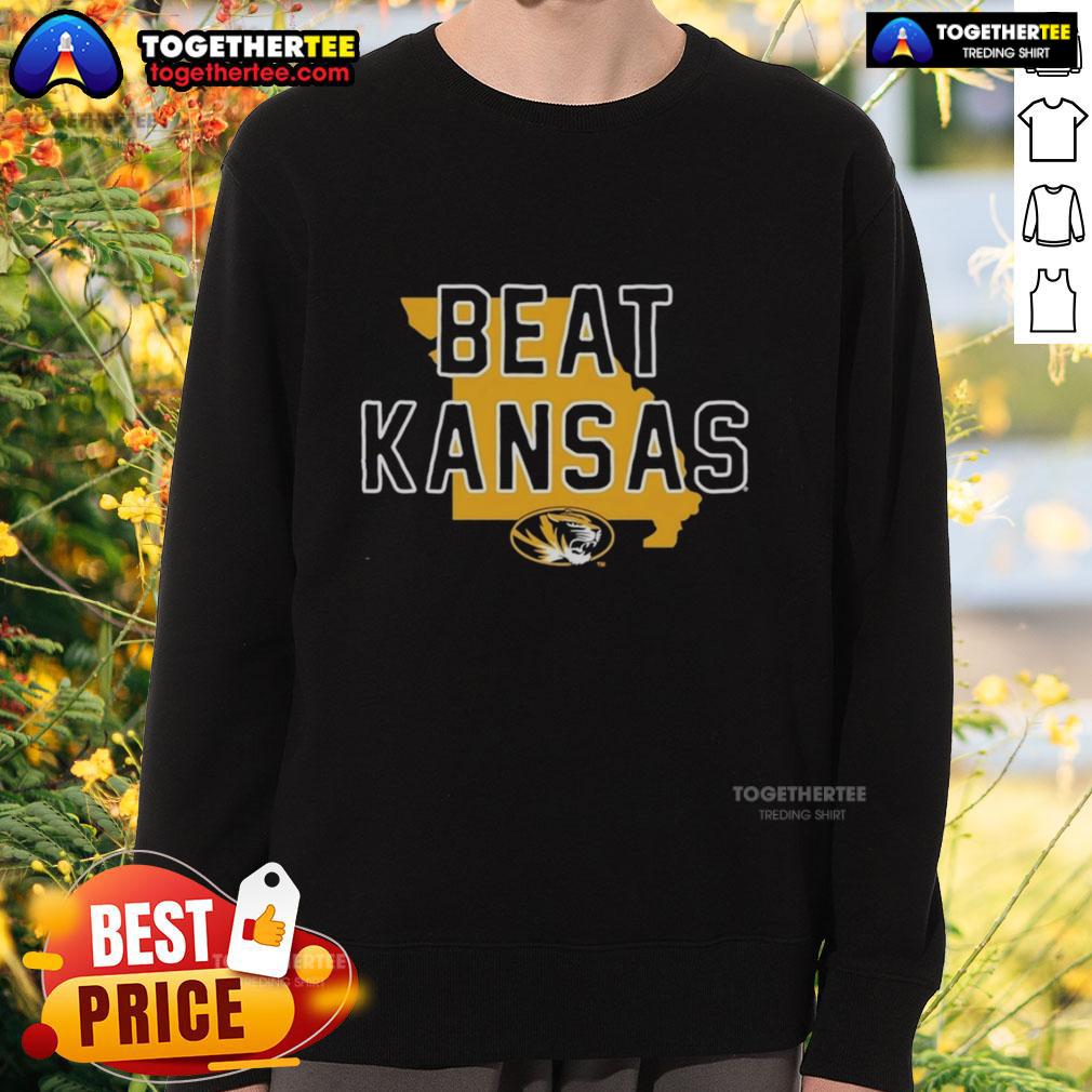 Premium Missouri Tigers Beat Kansas Jayhawks State Sweatshirt Premium Missouri Tigers sweatshirt featuring a bold design celebrating the team's victory over Kansas Jayhawks.