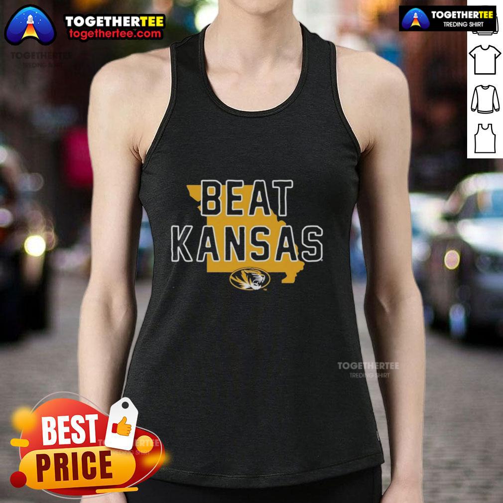 Premium Missouri Tigers Beat Kansas Jayhawks State Tank Top Premium Missouri Tigers beat Kansas Jayhawks state tank top in vibrant colors, perfect for game day and sports fans.