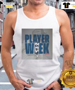 Premium Mookie Betts Los Angeles Dodgers tank top celebrating National League Player of the Week achievement.