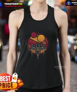 Premium N-1 WZRD Twin Suns Starfighter retro sci-fi spaceship tank top featuring vibrant graphics and comfortable fit.