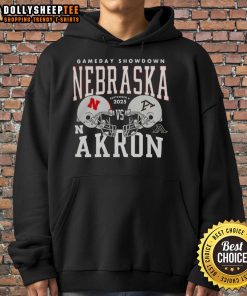 Alt Text: Premium Nebraska Cornhuskers vs Akron Zips college football gameday showdown 2025 helmet hoodie design.