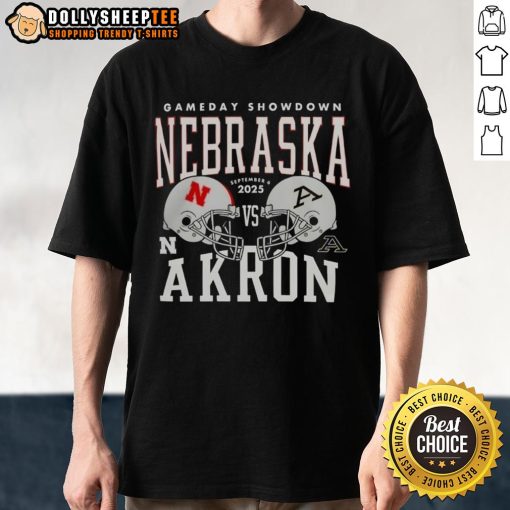 Premium Nebraska Cornhuskers vs Akron Zips college football gameday showdown 2025 helmet t-shirt featuring vibrant graphics.