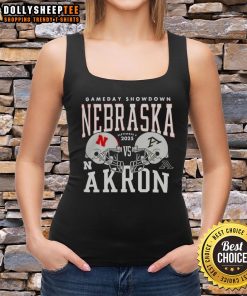 Premium Nebraska Cornhuskers vs Akron Zips college football gameday showdown tank top featuring vibrant team logos.