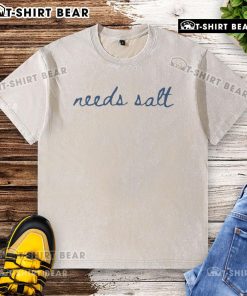Alt Text: Premium Needs Salt Washed T-Shirt in soft fabric, featuring a relaxed fit and trendy vintage style for casual wear.