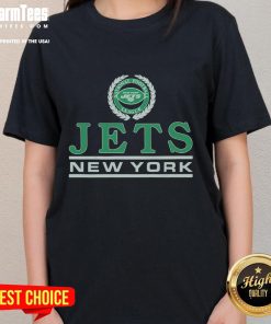 Premium New York Jets Crest Ladies Tee featuring team logo on a stylish green shirt for female fans.