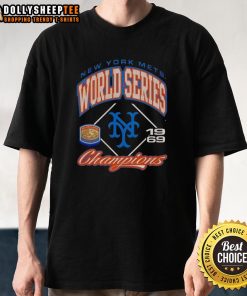Alt Text: Premium New York Mets Baseball World Series Champions 1969 vintage t-shirt featuring classic team colors and logo.