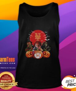 Premium New York Mets MLB Halloween tank top featuring horror movie design, perfect for spooky season fans.