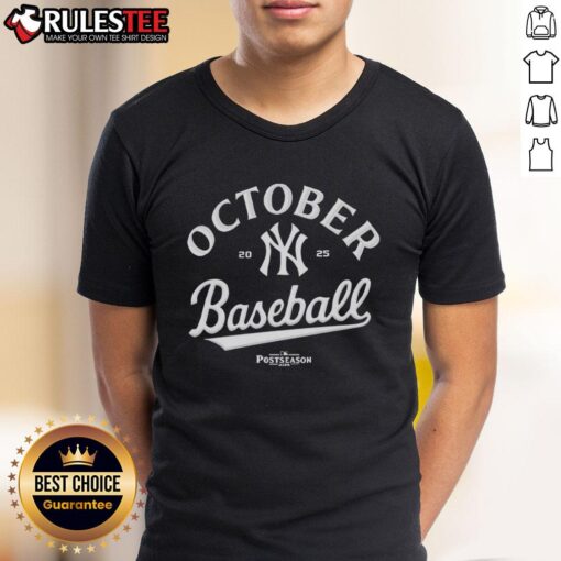 Premium October Baseball New York Yankees 2025 Postseason T-Shirt featuring team logo and vibrant graphics.