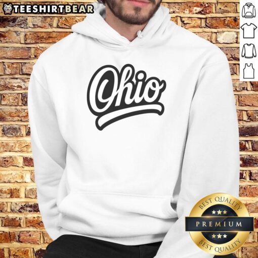 Premium Ohio Script Logo Sports Team Fan College Varsity Hoodie in gray, perfect for college sports enthusiasts.