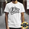 Premium Ohio Script Logo Sports Team Fan College Varsity T-Shirt in navy, perfect for college sports enthusiasts.