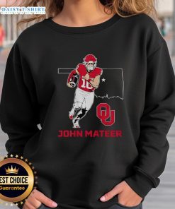Alt Text: Premium Oklahoma Sooners Football John Mateer State Star Sweatshirt, featuring team colors and logo, perfect for fans.