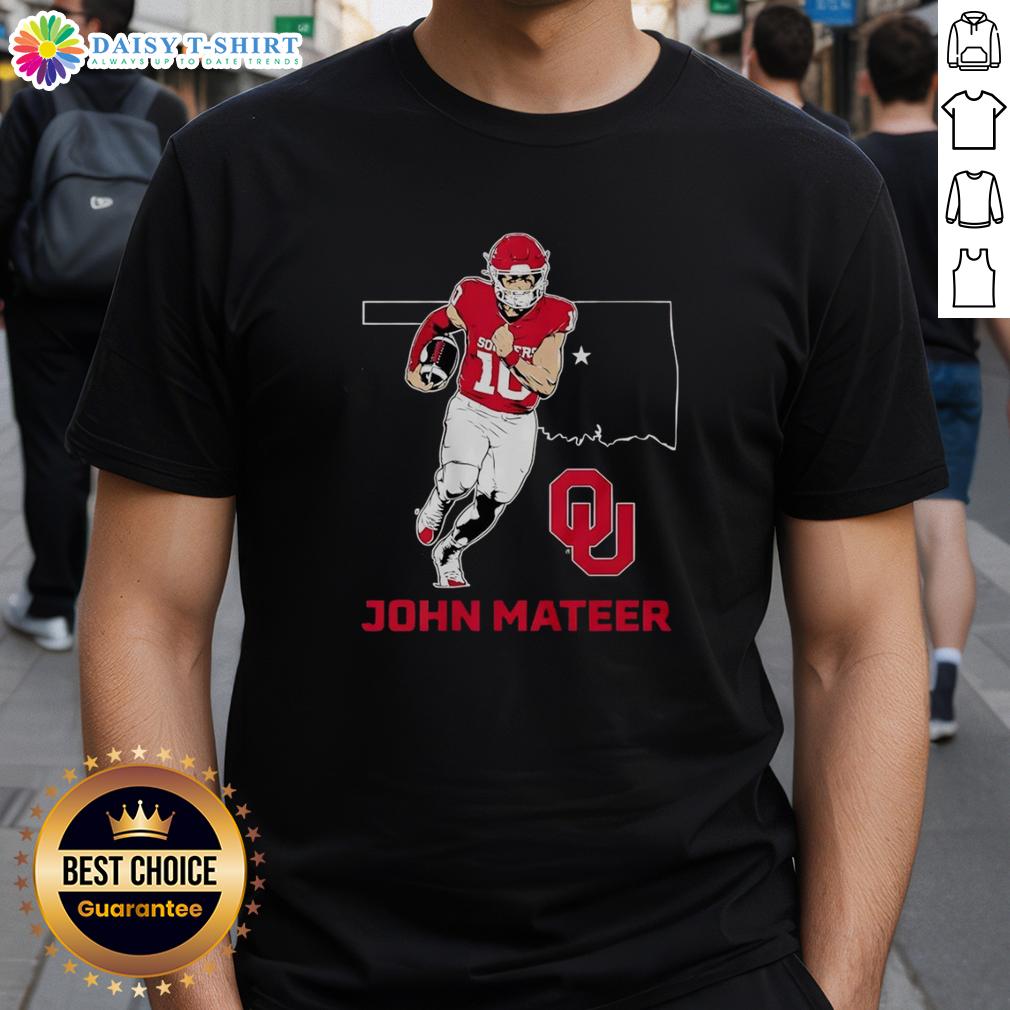 Premium Oklahoma Sooners Football John Mateer State Star T Shirt Premium Oklahoma Sooners Football John Mateer State Star T-Shirt featuring bold team graphics and comfortable fit.
