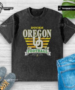 Premium Oregon Ducks Stripe Splash Washed T-Shirt featuring vibrant colors and a stylish design for fans.