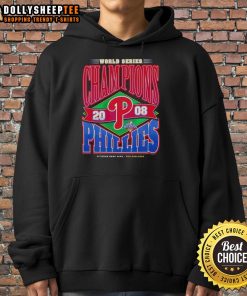 Vintage Premium Philadelphia Phillies Baseball World Series Champions 2008 Hoodie featuring team logo and classic design.