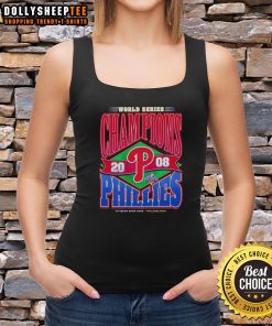 Premium Philadelphia Phillies Baseball World Series Champions 2008 vintage tank top design in red and white.