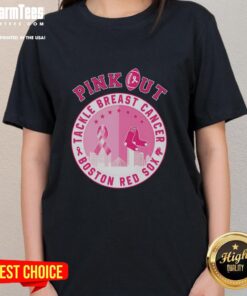 Premium pink Boston Red Sox ladies tee supporting breast cancer awareness with stylish design and comfortable fit.