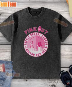 Premium Pink Out Tackle Breast Cancer Boston Red Sox washed t-shirt featuring vibrant pink color and team logo.