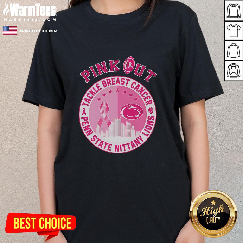 Premium Pink Out Tackle Breast Cancer Penn State Nittany Lions Ladies Tee Premium Pink Out Tackle Breast Cancer Tee for Penn State Nittany Lions ladies, showcasing team spirit and support.