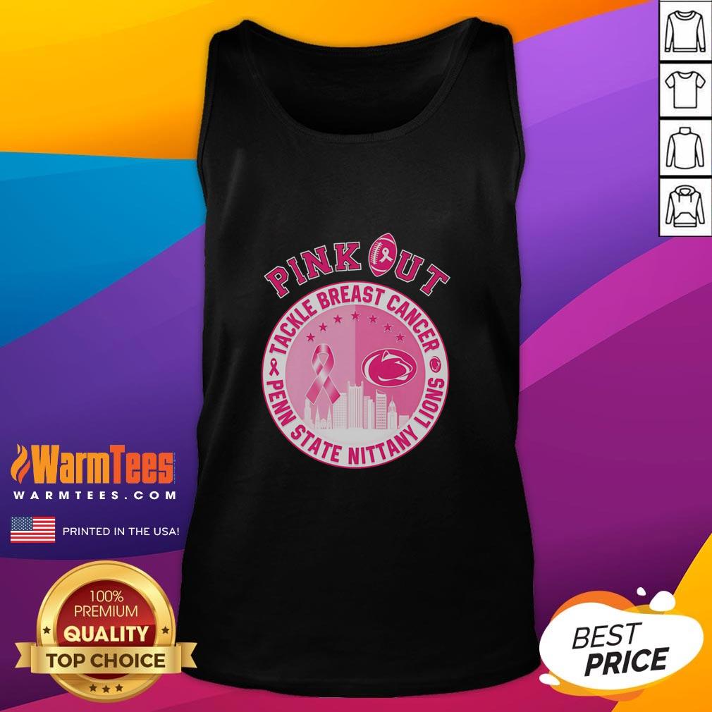 Premium Pink Out Tackle Breast Cancer Penn State Nittany Lions Tank Top Premium Pink Out Tank Top supporting Breast Cancer Awareness, featuring Penn State Nittany Lions logo and vibrant design.
