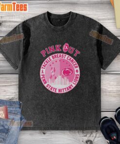 Premium pink out tackle breast cancer Penn State Nittany Lions washed t-shirt featuring logo and soft fabric design.