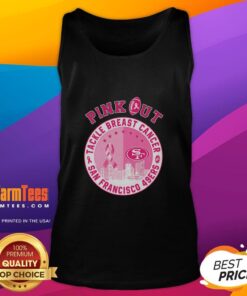 Premium Pink Out Tackle Breast Cancer tank top featuring San Francisco 49ers skyline design, perfect for team spirit.