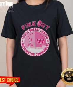 Premium pink Washington Commanders ladies tee supporting breast cancer awareness with stylish design.