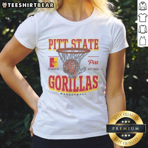Alt Text: Premium Pittsburg State Gorillas Game Time Ladies Tee showcasing vibrant team colors and stylish design for fans.