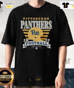 Premium Pittsburgh Panthers Vintage Stripe Splash T-Shirt featuring a retro design in blue and gold for fans.
