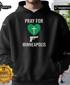 Premium Pray for Minneapolis Annunciation Catholic School Hoodie in navy blue, featuring school logo and stylish design.