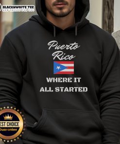 Alt Text: Premium Puerto Rico Where It All Started hoodie featuring the vibrant flag design, perfect for showcasing island pride.