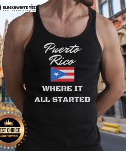 Premium Puerto Rico Where It All Started flag tank top showcasing vibrant design and comfortable fit for casual wear.