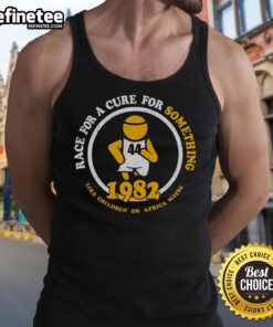 1982 Premium Race For A Cure tank top featuring vibrant colors, promoting awareness for children's health in Africa.
