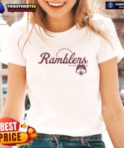 Premium Ramblers Script Logo on a stylish ladies tee, showcasing a trendy design for casual wear.
