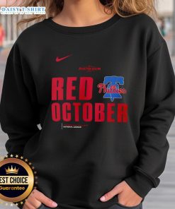 Alt Text: Premium Red October Philadelphia Phillies 2025 MLB Postseason Sweatshirt showcasing team logo and vibrant color.