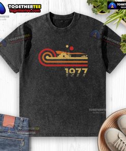 Premium Retro Vintage Desert Planet 1977 Washed T-Shirt featuring a unique graphic design and soft, comfortable fabric.