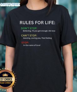 Premium Rules for Life Love Ladies Tee featuring stylish design, perfect for casual wear and expressing individuality.